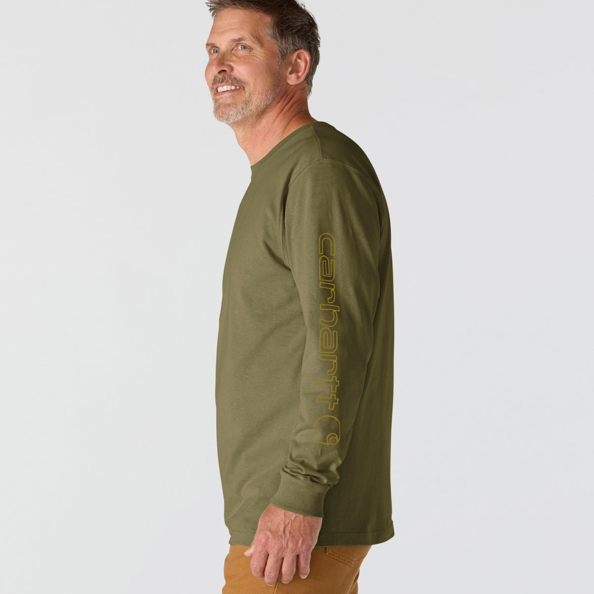 Carhartt Mens Loose Fit Heavyweight Long-Sleeve Logo Sleeve Graphic T-Shirt K231-GL8 - view 3