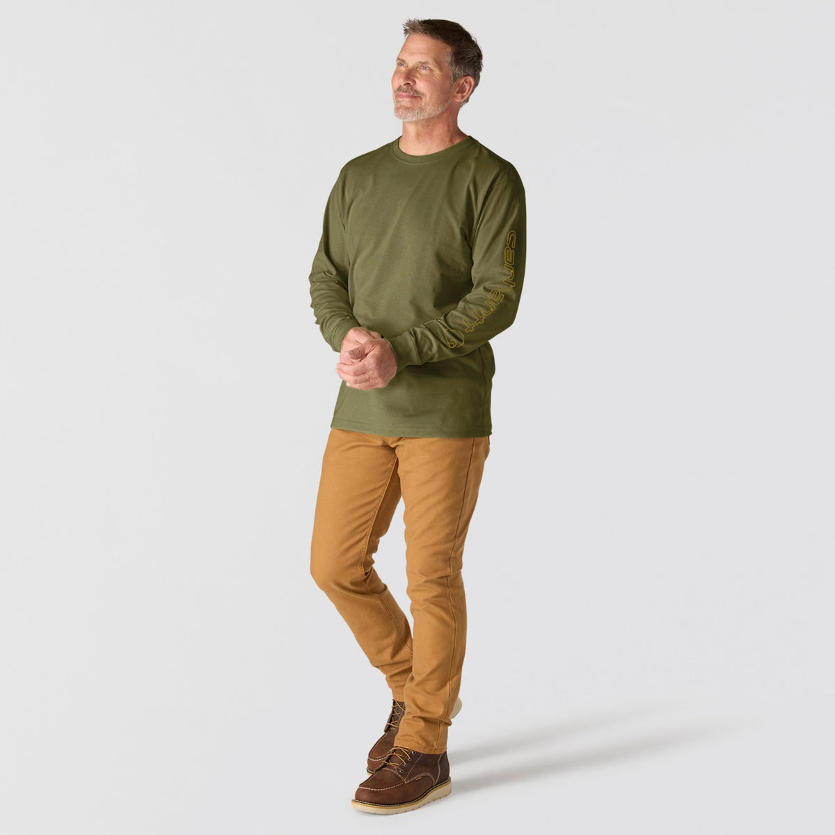 Carhartt Mens Loose Fit Heavyweight Long-Sleeve Logo Sleeve Graphic T-Shirt K231-GL8 - view 5