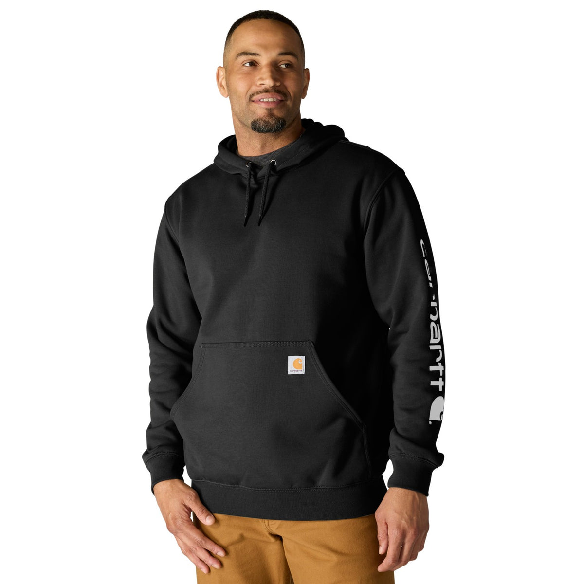 Carhartt Mens Loose Fit Midweight Logo Sleeve Graphic Hoodie Black K288-BLK - view 2