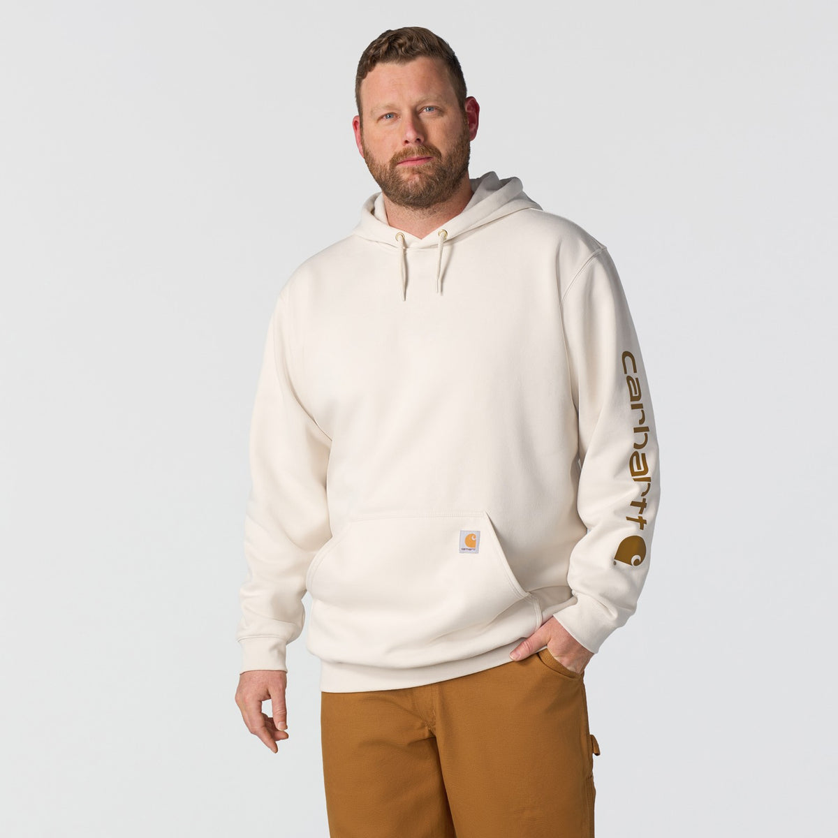 Carhartt Mens Loose Fit Midweight Logo Sleeve Graphic Hoodie White K288-W03 - view 3
