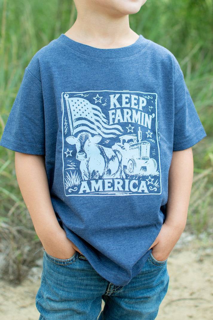 American Farm Company Youth Keep Farmin' America Tee -BT09Y