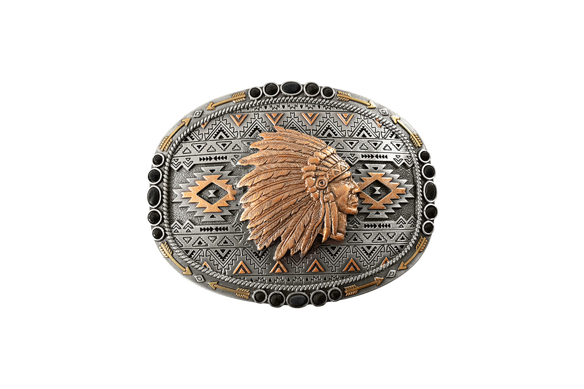 Nocona Mens Oval Indian Chief Buckle - 37969