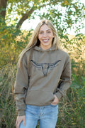 American Farm Company Womens Skull Horns Hoodie - WH01