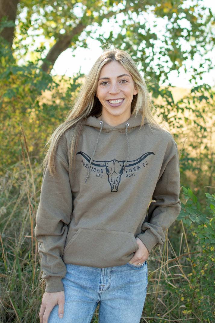 American Farm Company Womens Skull Horns Hoodie - WH01