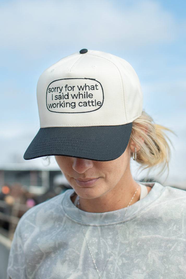 American Farm Company While Working Cattle Trucker Cap - A18