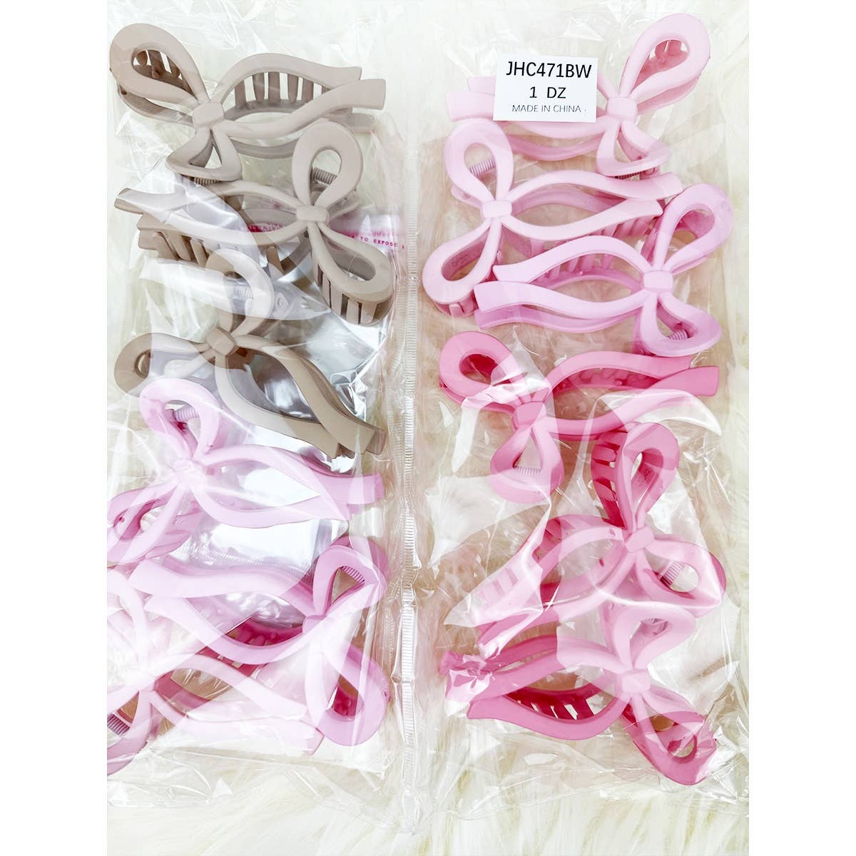 Love And Repeat Pink And Taupe Bow Hair Claw Clip LRSRCJHC471BW - view 14