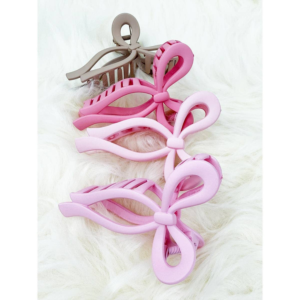 Love And Repeat Pink And Taupe Bow Hair Claw Clip LRSRCJHC471BW - view 7