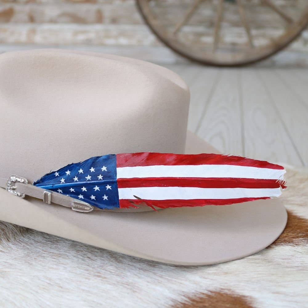 Willow Lane Hat Co.  American Flag Painted Turkey Hat Feather - WL-USAfeather