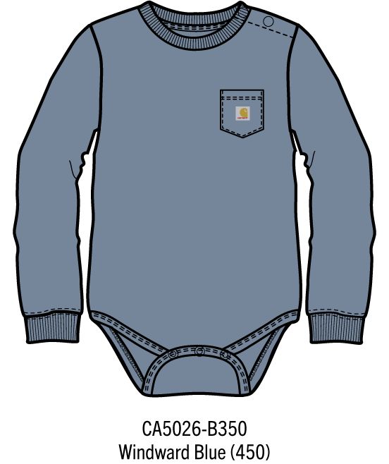 Carhartt Kids Long-Sleeve Pocket Bodysuit - Windward Blue