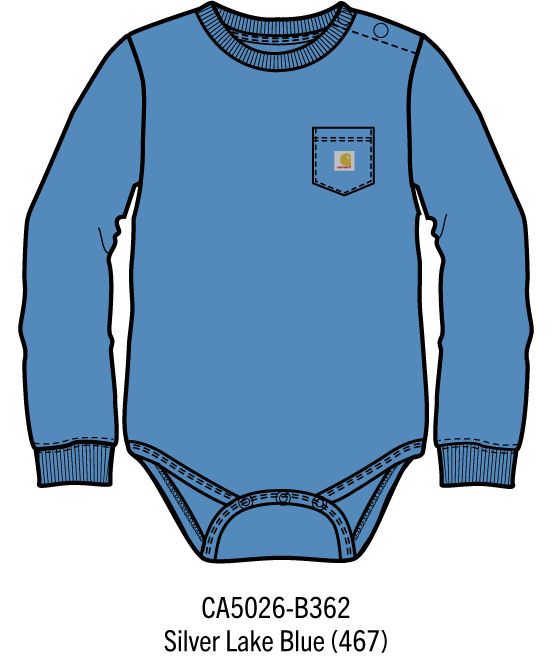 Carhartt Kids Long-Sleeve Pocket Bodysuit - Silver Lake Blue