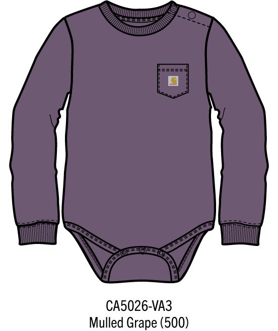 Carhartt Kids Long-Sleeve Pocket Bodysuit - Mulled Grape