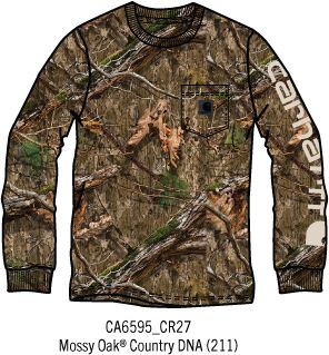 Carhartt Kids Boys Long-Sleeve Camo Pocket T-Shirt - Mossy Oak Country DNA