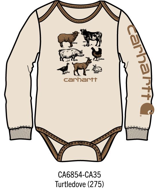 Carhartt Kids Boys Long-Sleeve Farm Animals Bodysuit - Turtledove
