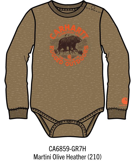 Carhartt Kids Long-Sleeve Graphic Bodysuit - Martini Olive Heather