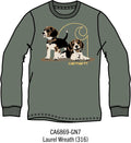 Carhartt Kids Boys Long-Sleeve Puppy T-Shirt - Laurel Wreath