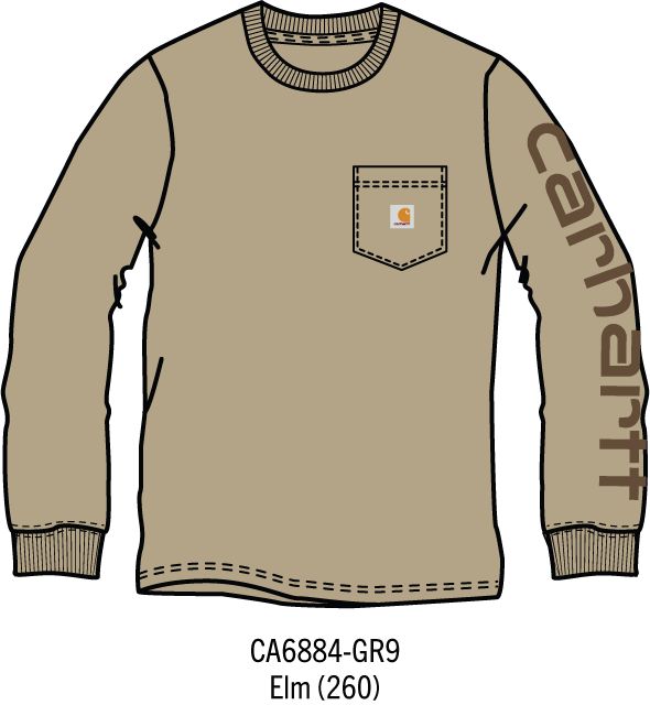 Carhartt Kids Boys Long-Sleeve Pocket Logo T-Shirt - Elm