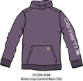 Carhartt Kids Girls Long-Sleeve Garment Dyed Sweatshirt - Mulled Grape Garment Wash