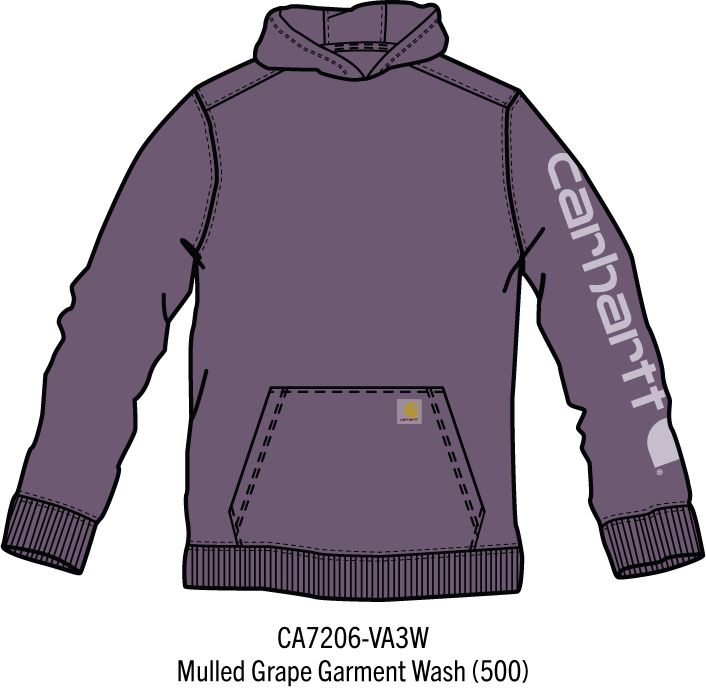 Carhartt Kids Girls Long-Sleeve Garment Dyed Sweatshirt - Mulled Grape Garment Wash
