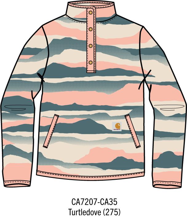 Carhartt Kids Girls Fleece Quarter-Snap Printed Sweatshirt - Turtledove