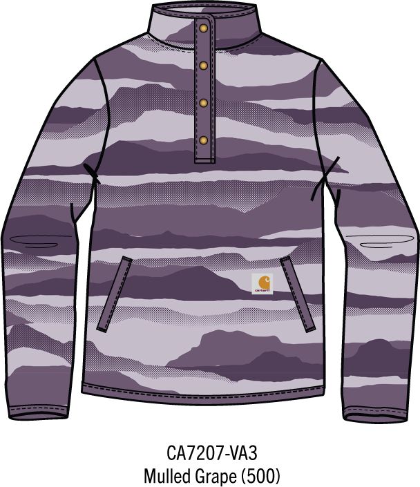 Carhartt Kids Girls Fleece Quarter-Snap Printed Sweatshirt - Mulled Grape