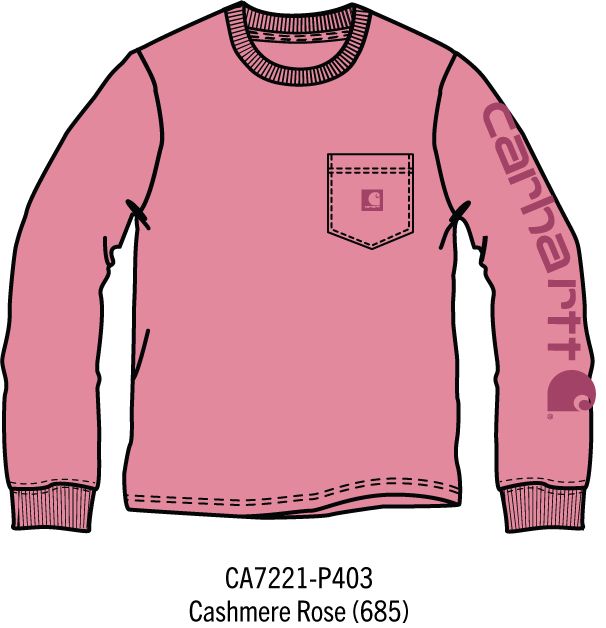 Carhartt Kids Girls Tonal Patch Pocket Long-Sleeve T-Shirt - Cashmere Rose