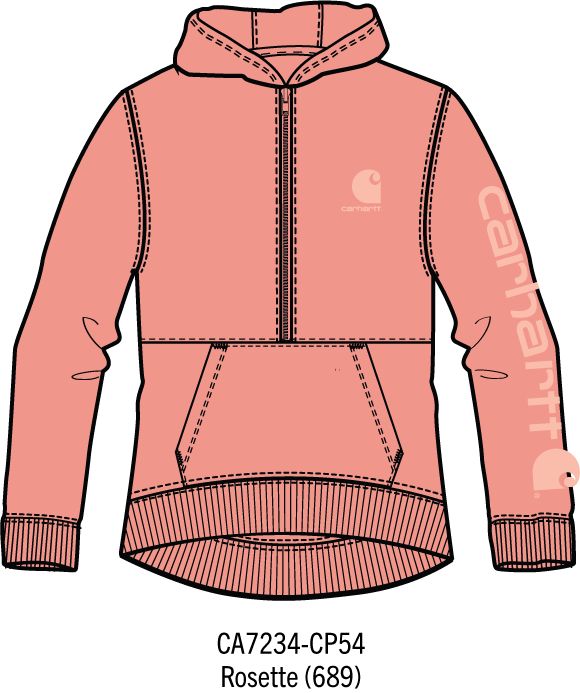 Carhartt Kids Girls Long-Sleeve Half-Zip Logo Sweatshirt - Rosette