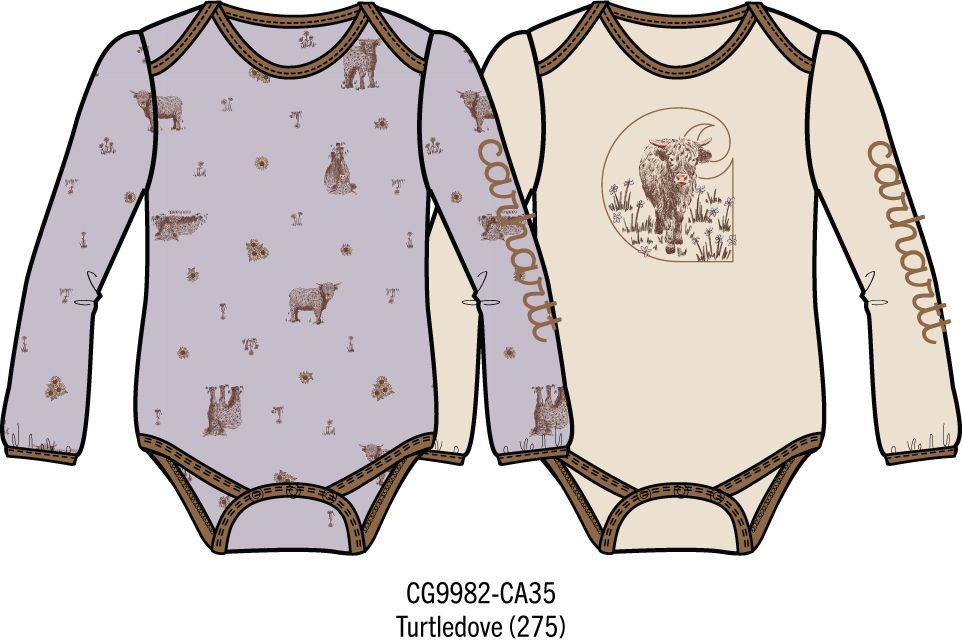 Carhartt Kids Girls Long-Sleeve Farm Print Bodysuit Set - Turtledove