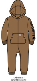 Carhartt Kids Zip-Front Hooded Fleece Coverall - Carhartt Brown