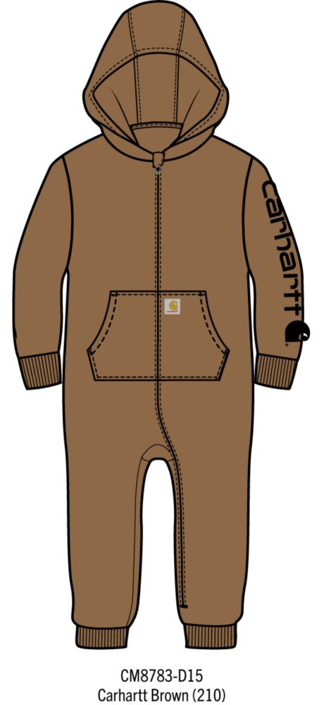 Carhartt Kids Zip-Front Hooded Fleece Coverall - Carhartt Brown