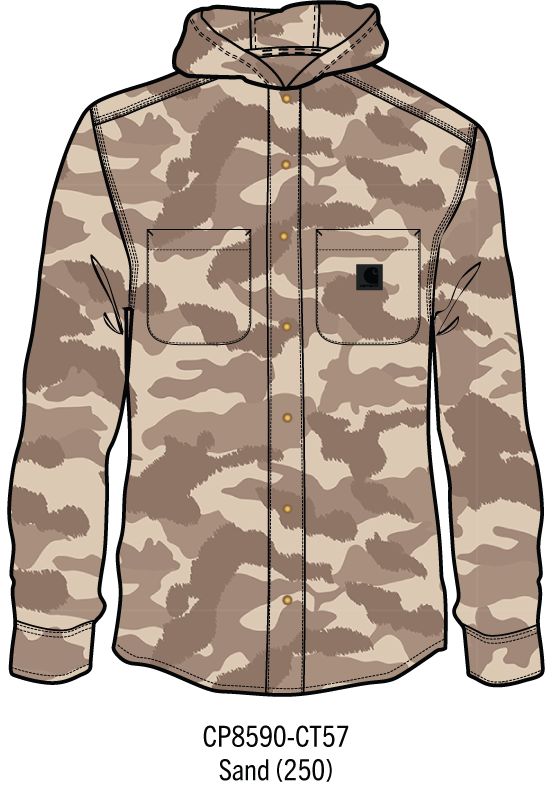 Carhartt Kids Camo Hooded Shirt Jacket - Sand