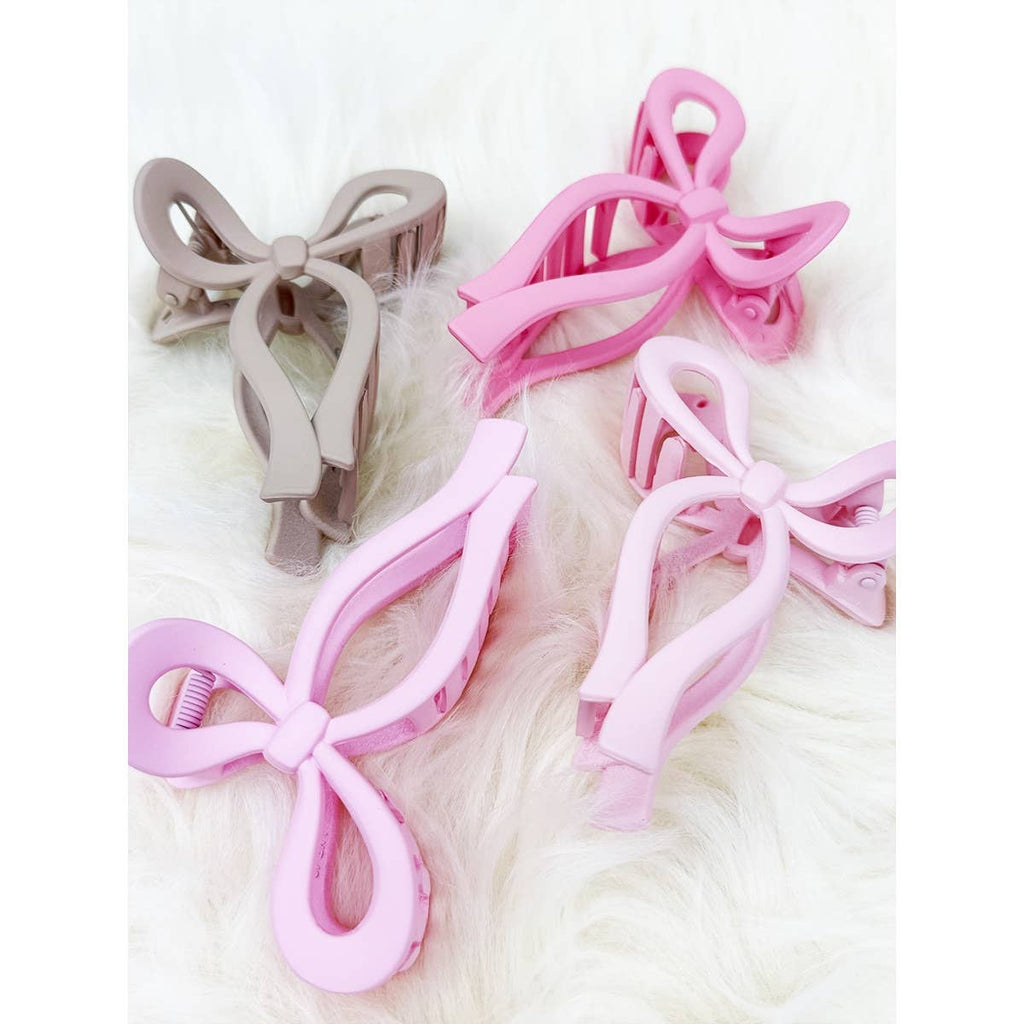 Love And Repeat Pink And Taupe Bow Hair Claw Clip LRSRCJHC471BW - view 9