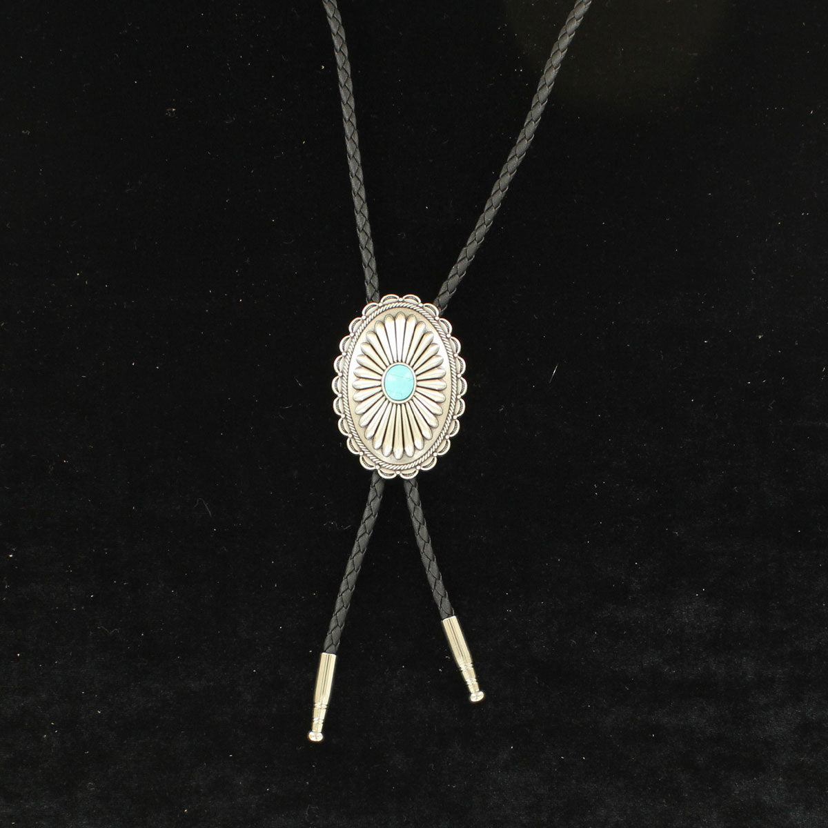 Double S Adult Sunburst Turquoise Color Stone Bolo Tie-22107