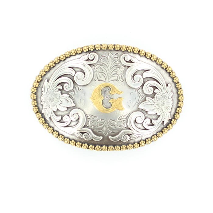 Nocona Oval Initial G Belt Buckle-37072-G