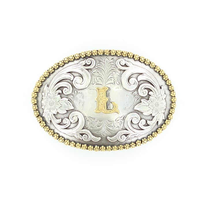 Nocona Oval Initial L Belt Buckle-37072-L