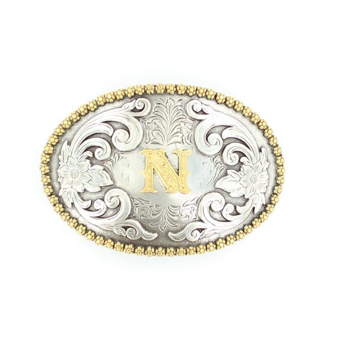 Nocona Oval Initial N Belt Buckle-37072-N
