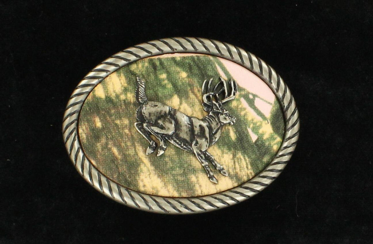 M and F Western Nocona Youth Oval Pink Camo Buck Buckle - Mens