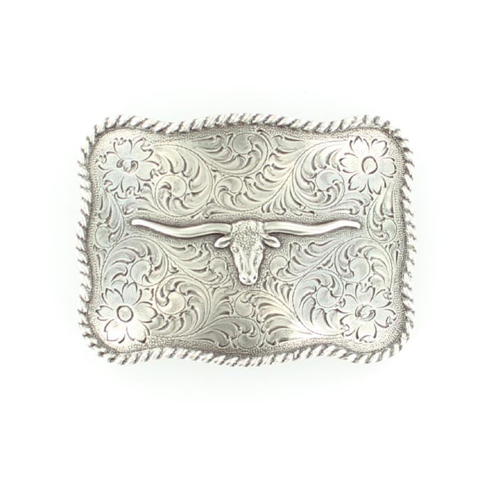 Nocona Longhorn Scroll Rectangle Belt Buckle-37228