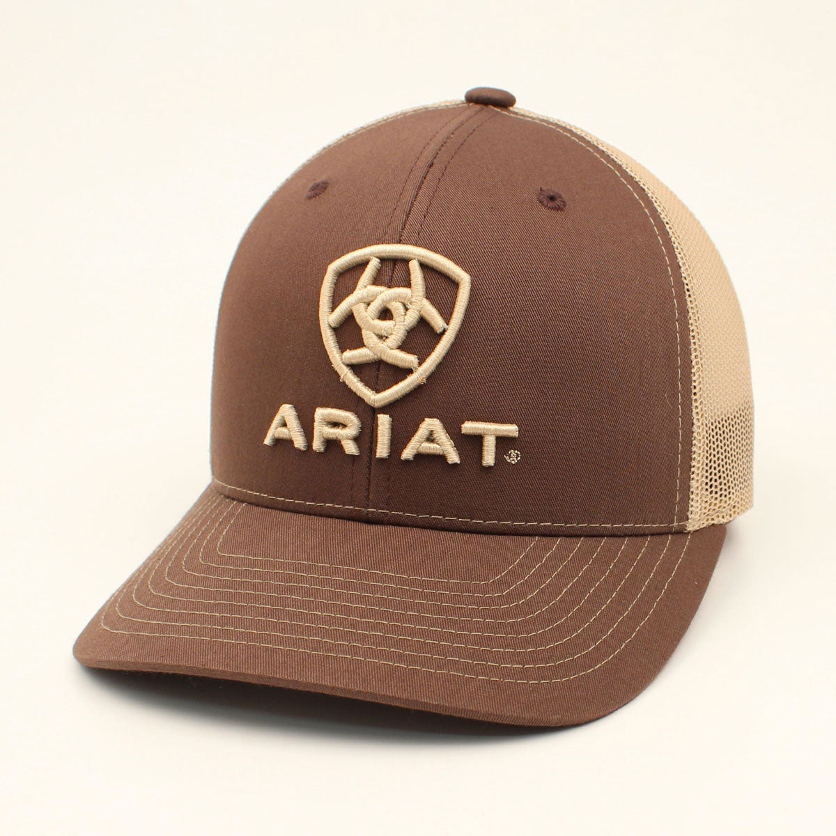 Ariat Mens Richardson 112 Shield Logo Mesh Snapback Cap Brown-A300003102