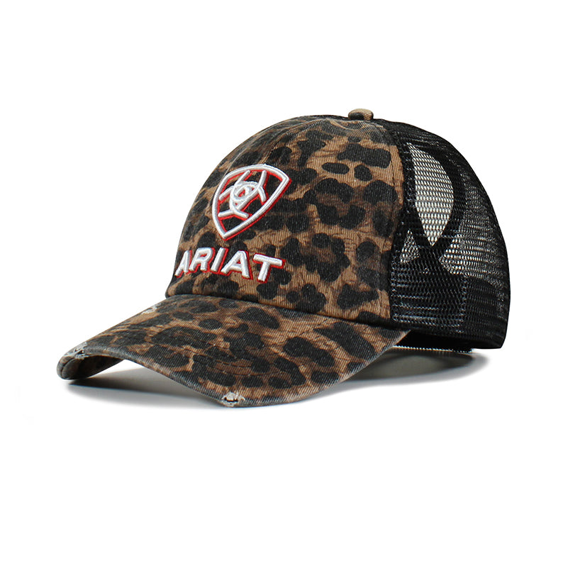 Ariat Womens Ponyflo Leopard Print Shield Hook-and-Loop Cap Black-A300031001