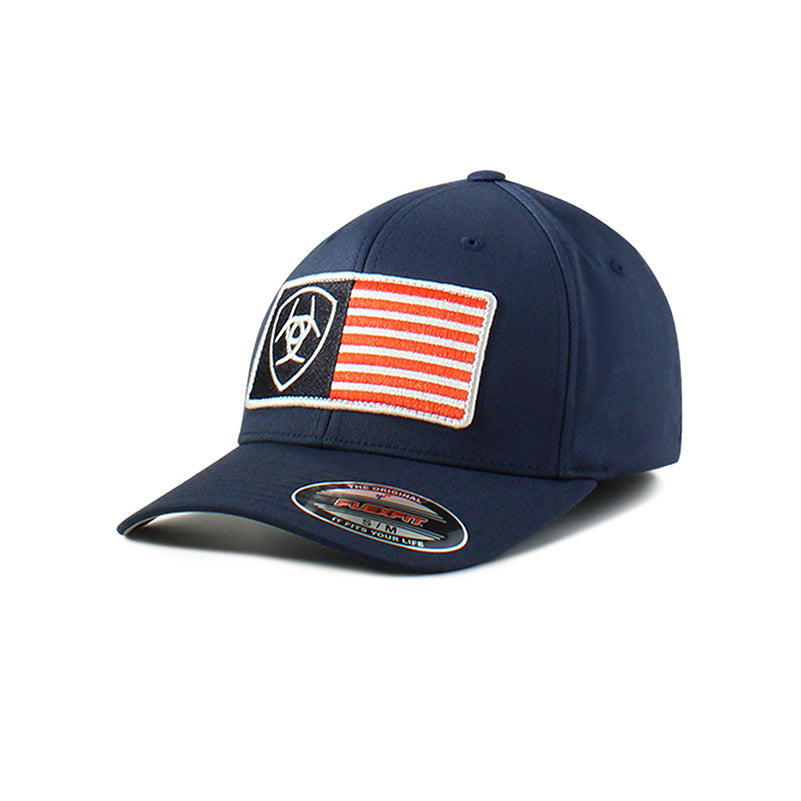 Ariat Mens Flexfit USA Flag Shield Cap Navy-A300045003