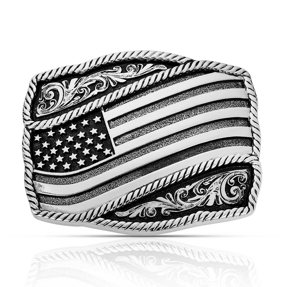 Montana Silversmiths Waving American Flag-A590S