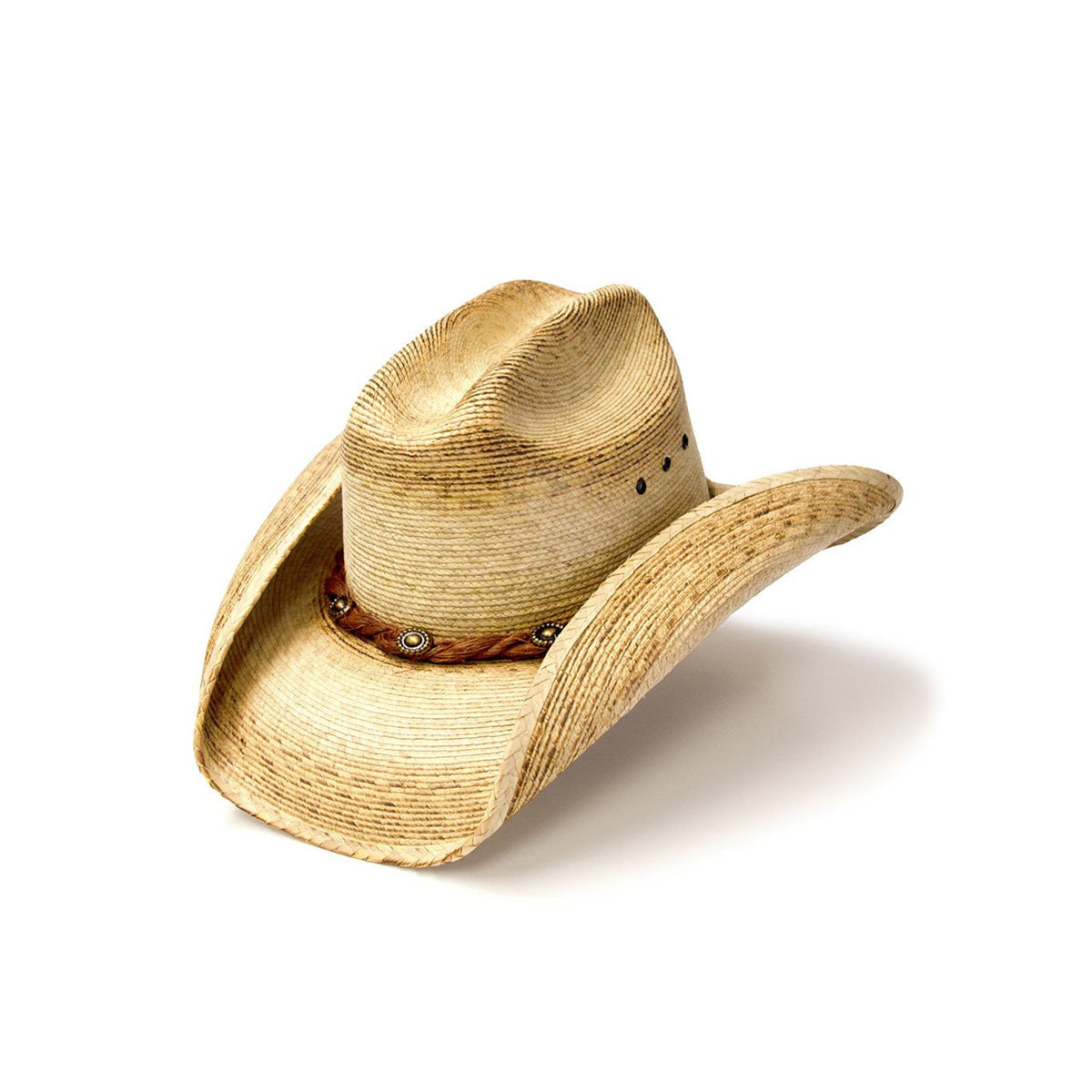 Western Express Inc Palm Straw Western Cattleman Hat With Curled Brim-PAL-06