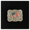 Nocona Mens American Flag Scroll Belt Buckle-37702