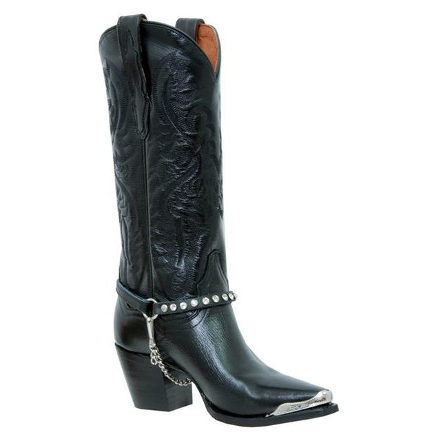 Almax Black With Rhinestones Boot Straps-530-ST-BLA