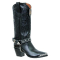 Almax Black Studs With Stones Boot Strap-404-ST-BLA