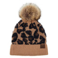 Girlie Girl Beanie With Faux Fur Pom La-HAT2061-LATTE