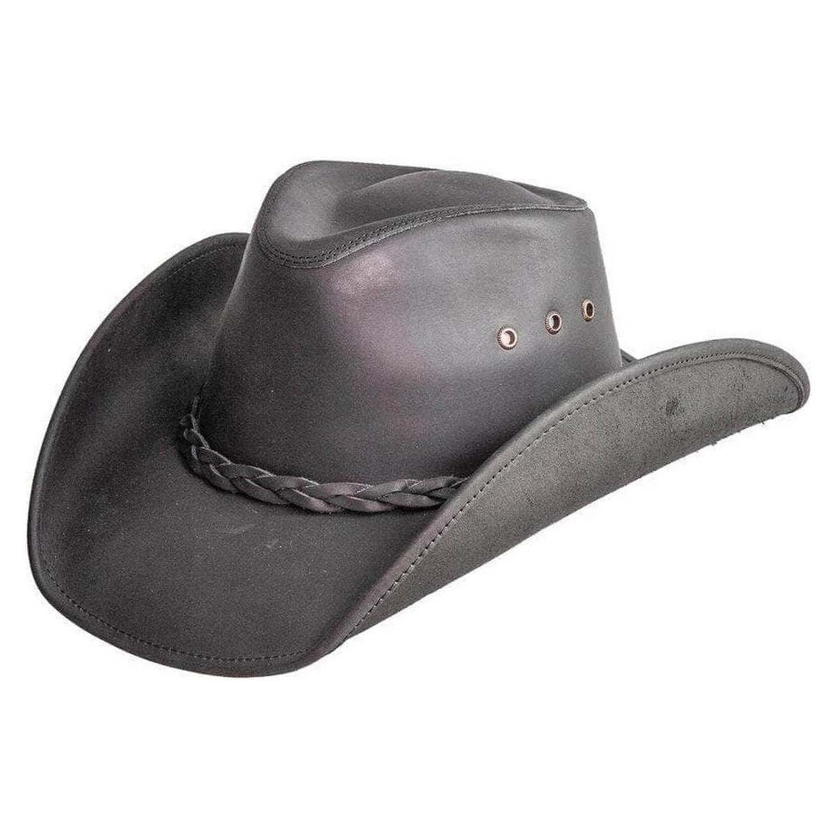American Hat Maker Hollywood Black Leather Hat-HOLLYWOOD-BLK