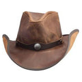 American Hat Maker Western Brown Leather Hat-WESTERN-BRO