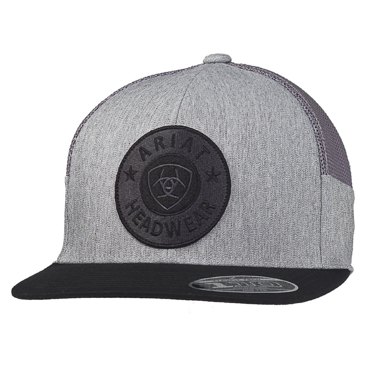 Ariat Mens Flexfit 110 Round Logo Flat Bill Mesh Snapback Cap Grey-A300014606