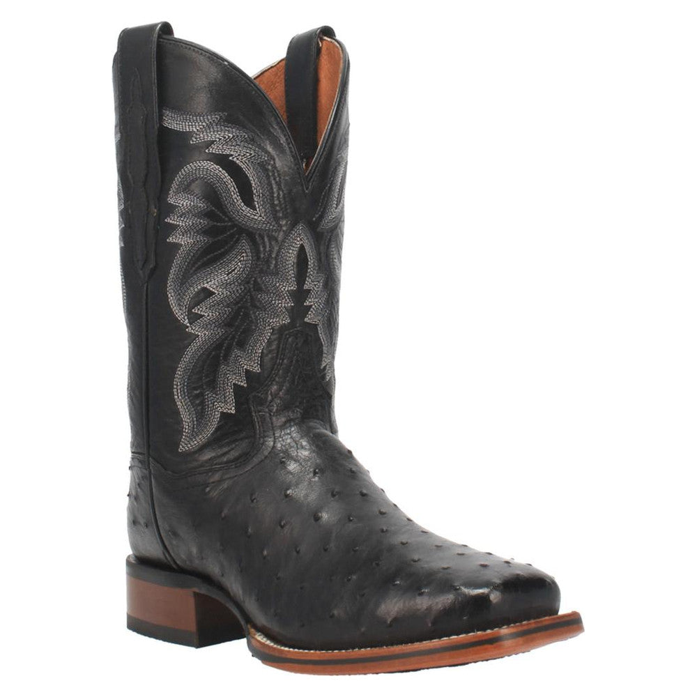 Dan Post Mens Alamosa Full Quill Ostrich Leather Western Boot Black-DP4873